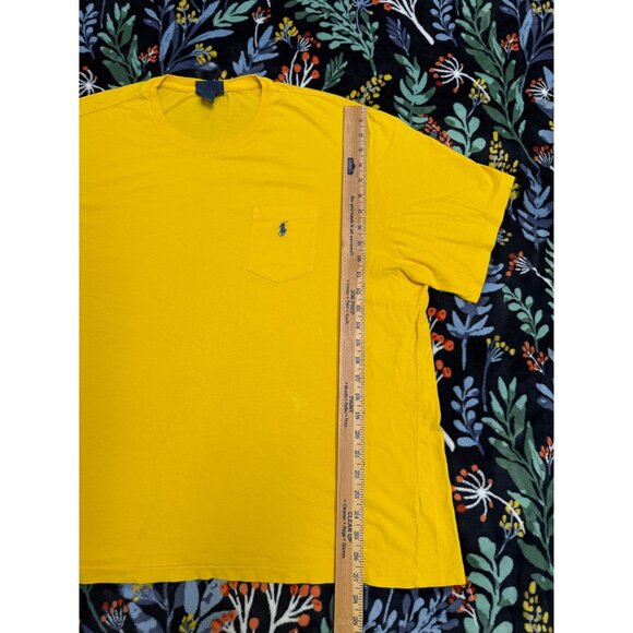 Polo Ralph Lauren T Shirt Mens Yellow 2XL Vintage 90s Front Pocket Small Pony - Picture 4 of 9